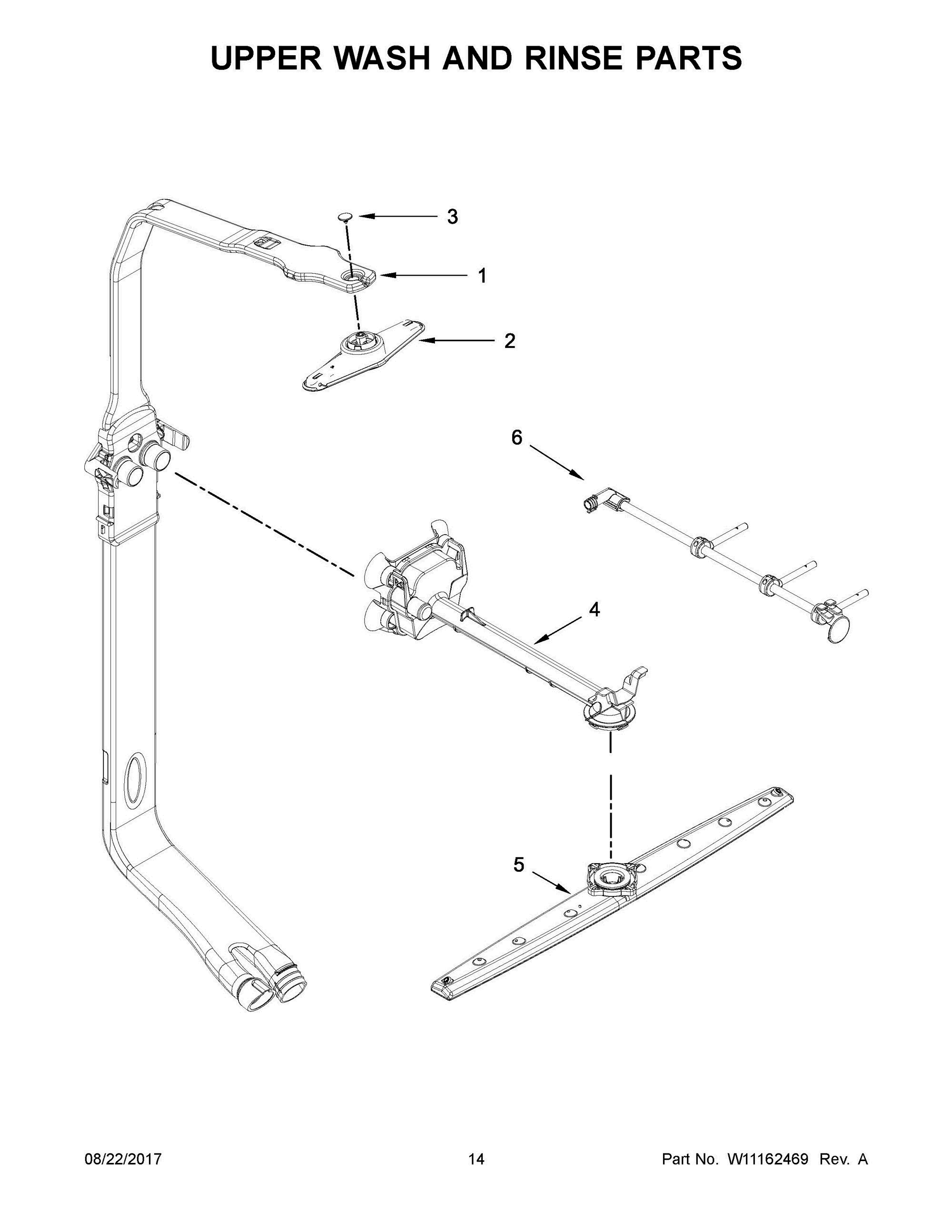 08 - UPPER WASH AND RINSE PARTS Diagram and Parts List for KDTE304GPS0  Whirlpool Dishwasher