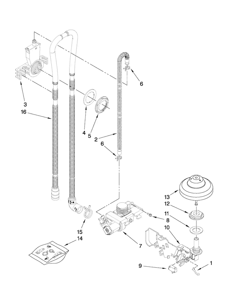 Fill, Drain And Overfill Parts Diagram and Parts List for KUDS30IVSS4  KitchenAid Dishwasher