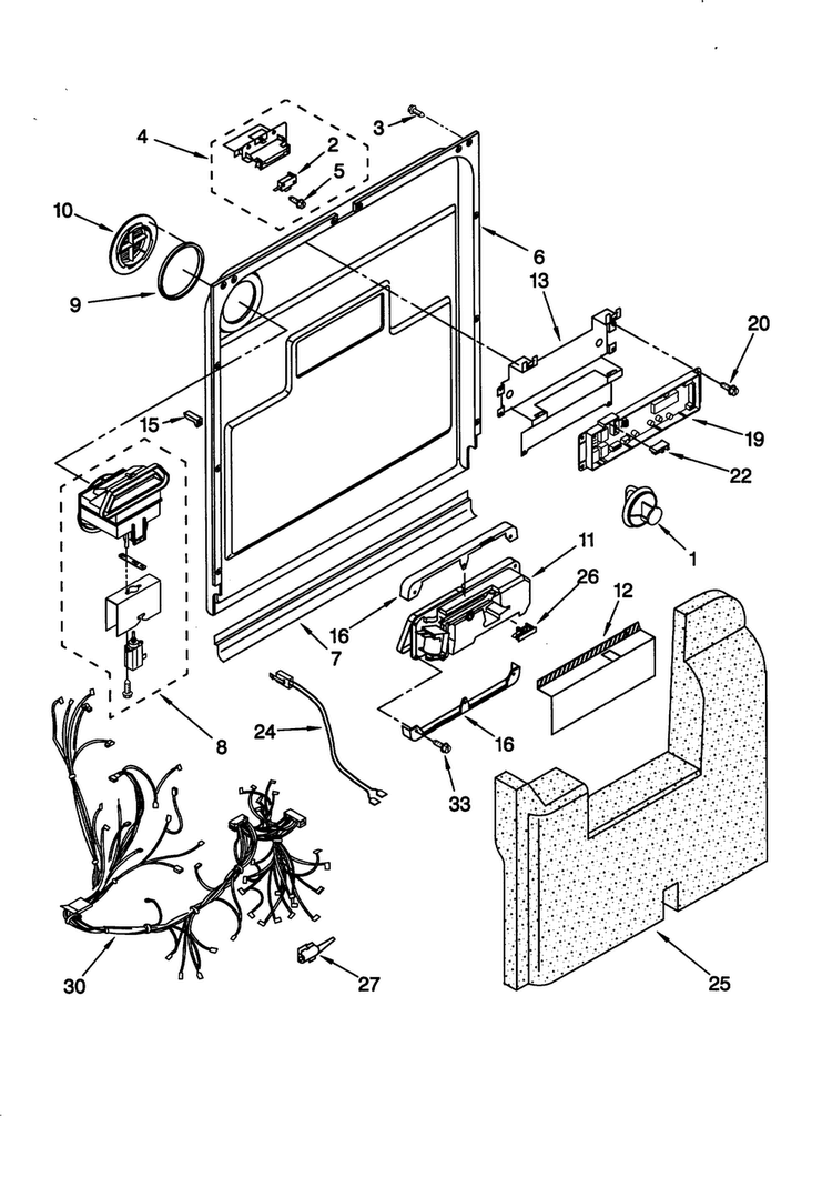 Door And Latch Diagram and Parts List for KUDC24SESS24  KitchenAid Dishwasher