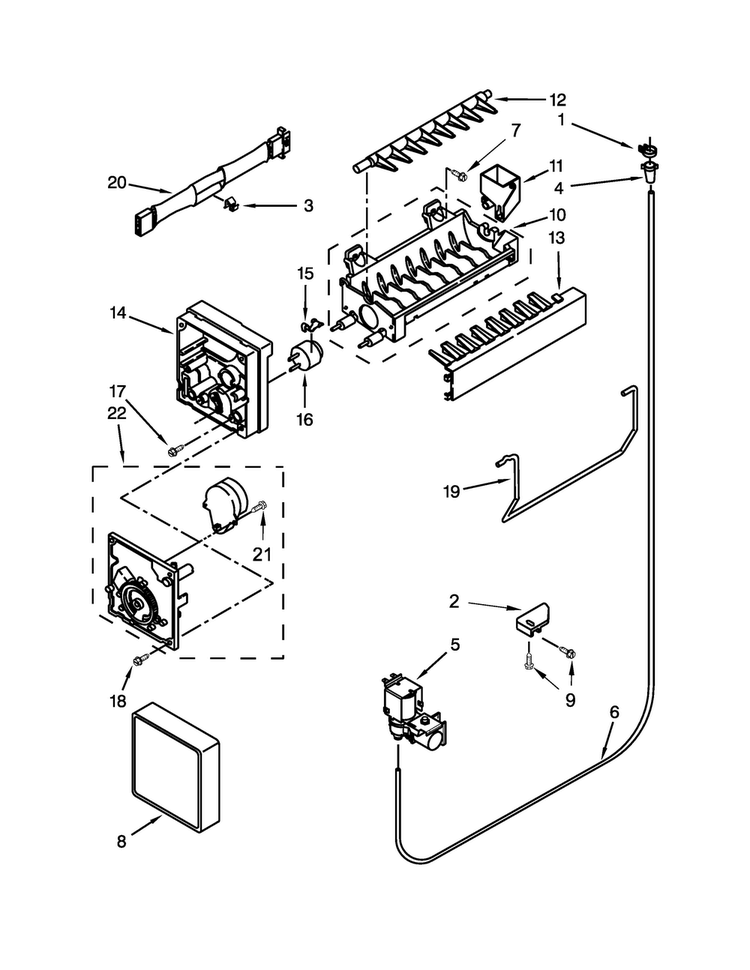 Icemaker Parts Diagram and Parts List for WRF560SMYH04  Whirlpool Refrigerator