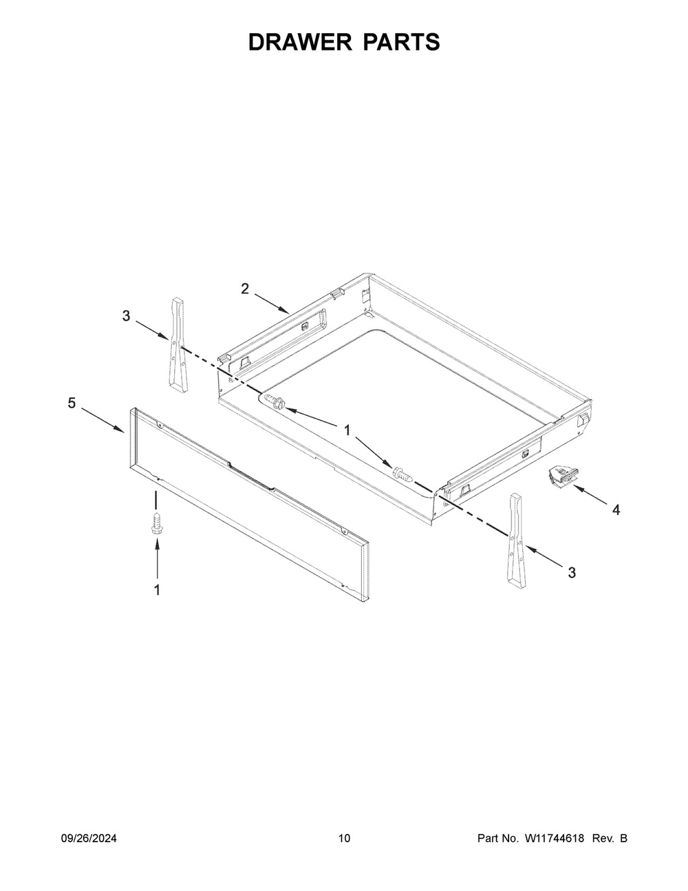 06 - Drawer Parts Diagram and Parts List for MFES4030RS0  Whirlpool Range