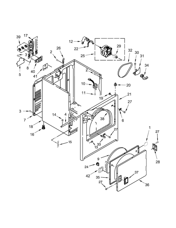 Cabinet Parts Diagram and Parts List for WED4815EW0  Whirlpool Dryer