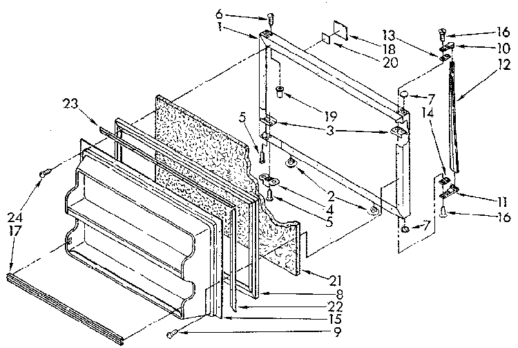 Freezer Door Diagram and Parts List for ET14JKXSF04  Whirlpool Refrigerator