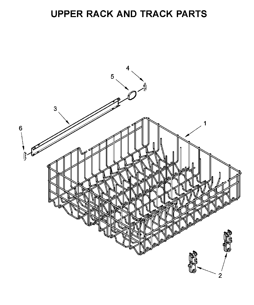 Upper rack and track parts Diagram and Parts List for 66514502N020  Kenmore Dishwasher
