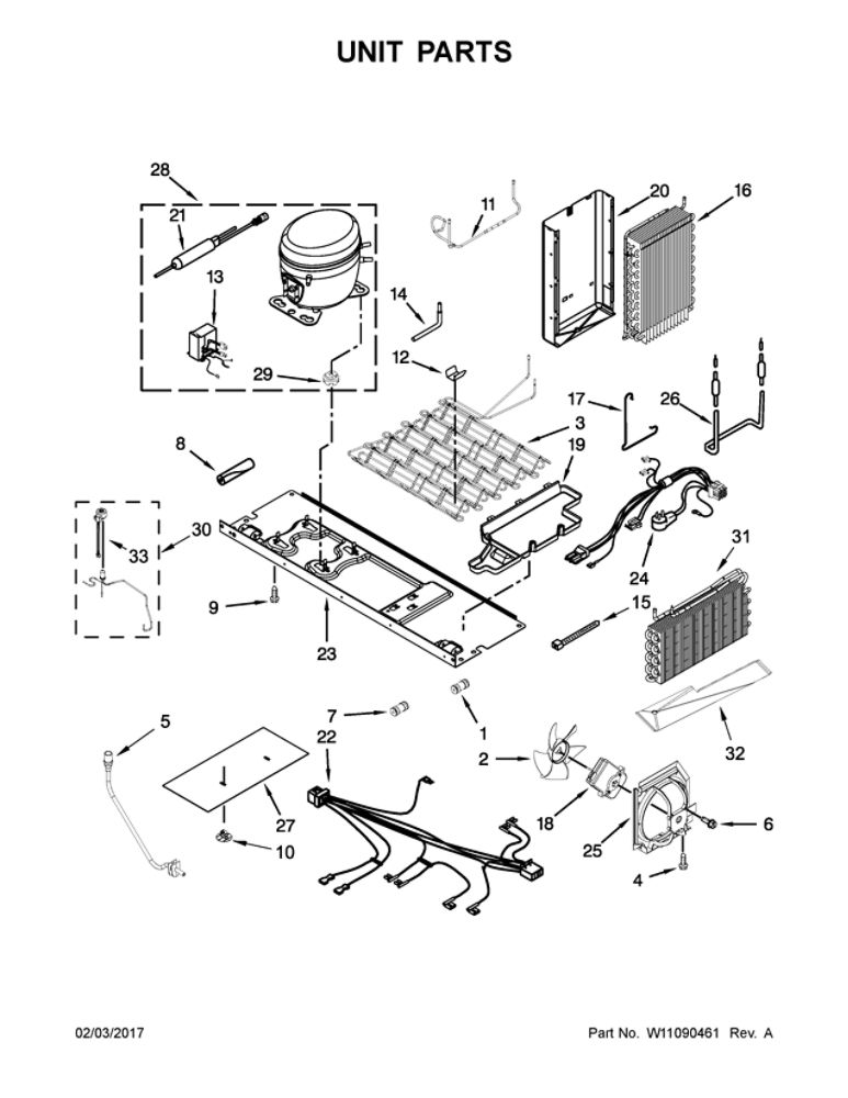 Unit Parts Diagram and Parts List for WRS970CIDH01  Whirlpool Refrigerator