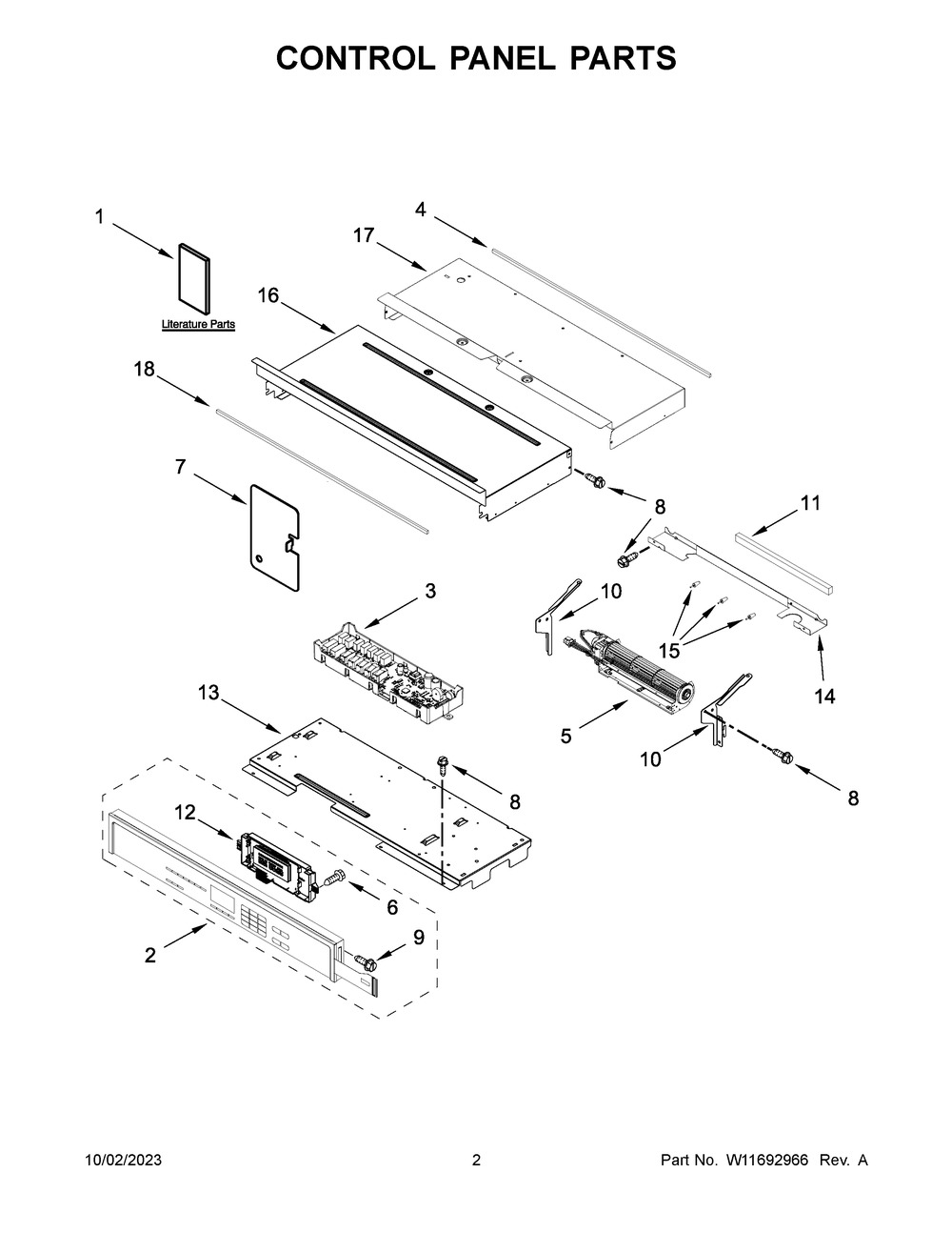 Control Panel Parts Diagram and Parts List for WOED3030LS01  Whirlpool Wall Oven