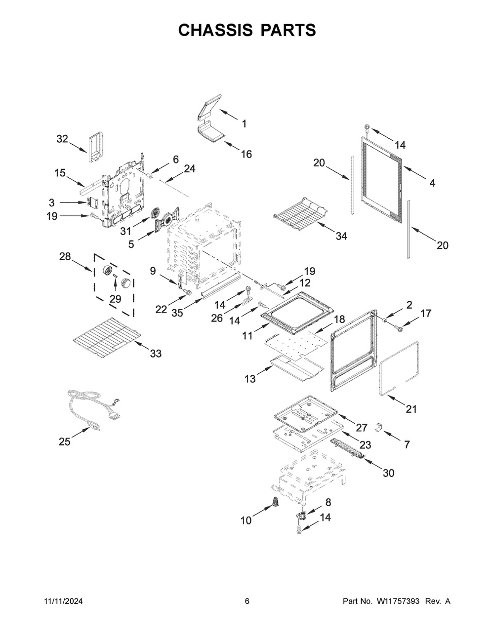 04 - Chassis Parts Diagram and Parts List for KFGG500EBS9  Whirlpool Range
