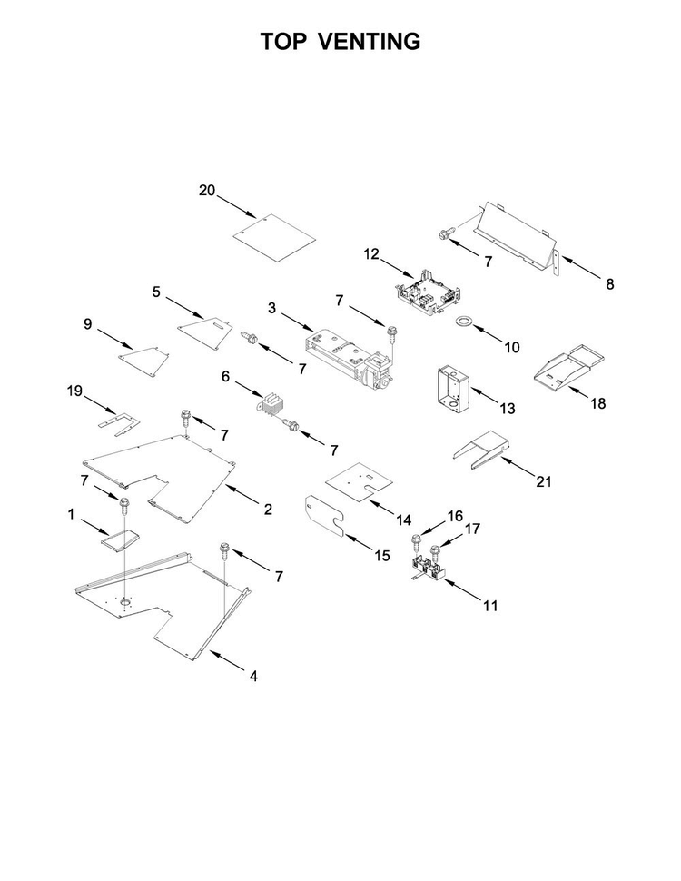Top Venting Diagram and Parts List for KDRS407VSS05  KitchenAid Range