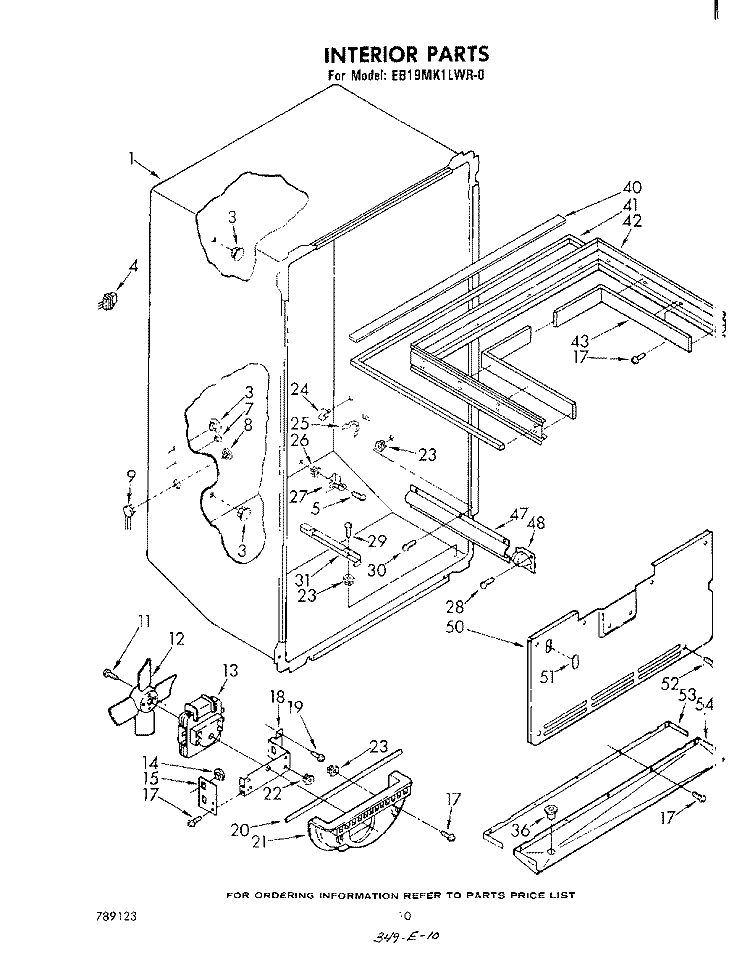 INTERIOR Diagram and Parts List for EB19MK1LWR0  Whirlpool Refrigerator