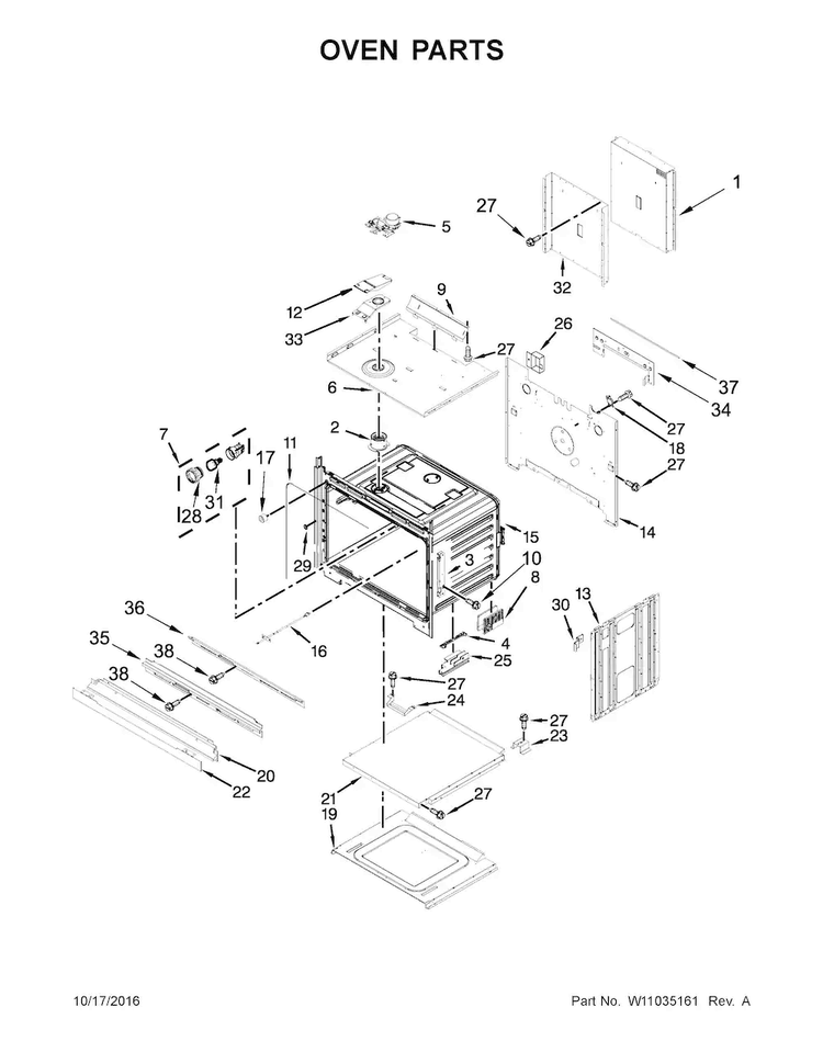 Oven Parts Diagram and Parts List for WOD51EC0AS05  Whirlpool Wall Oven