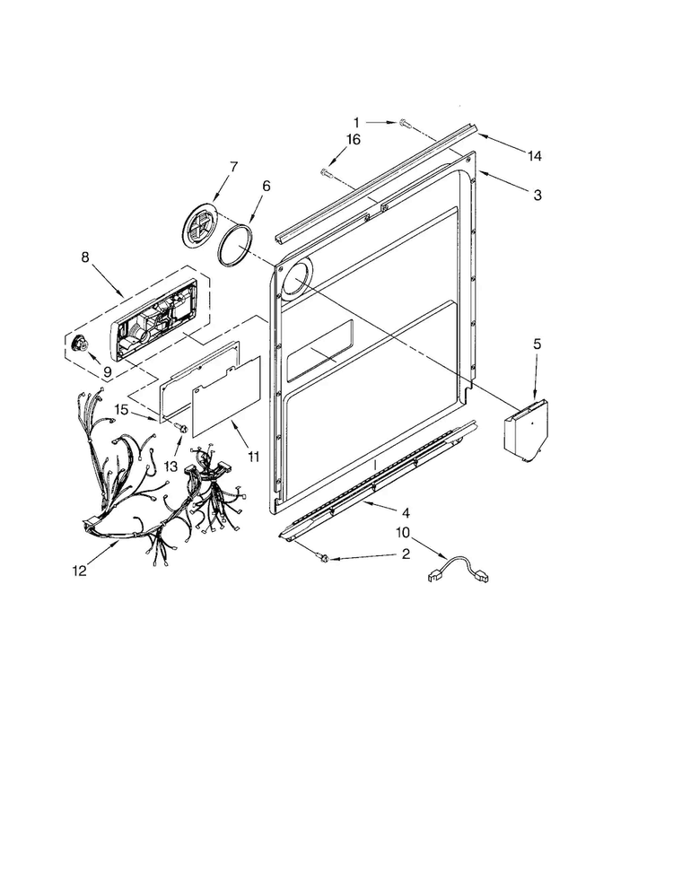 Door And Latch Diagram and Parts List for KUDC20FVSS0  KitchenAid Dishwasher