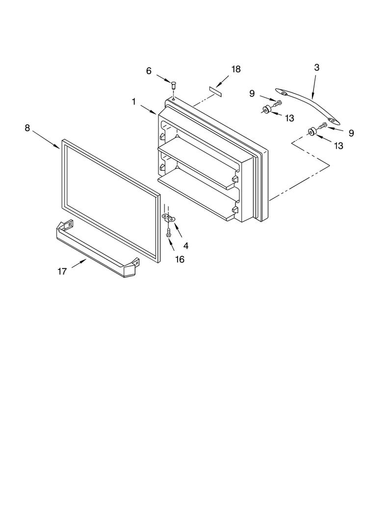 Freezer Door Diagram and Parts List for KTRA19ELBL01  KitchenAid Refrigerator