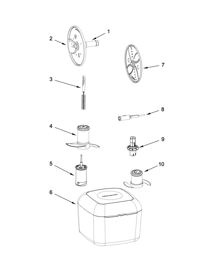 Attachment Parts Diagram and Parts List for 5KFP1444GMS0  KitchenAid Food Processor