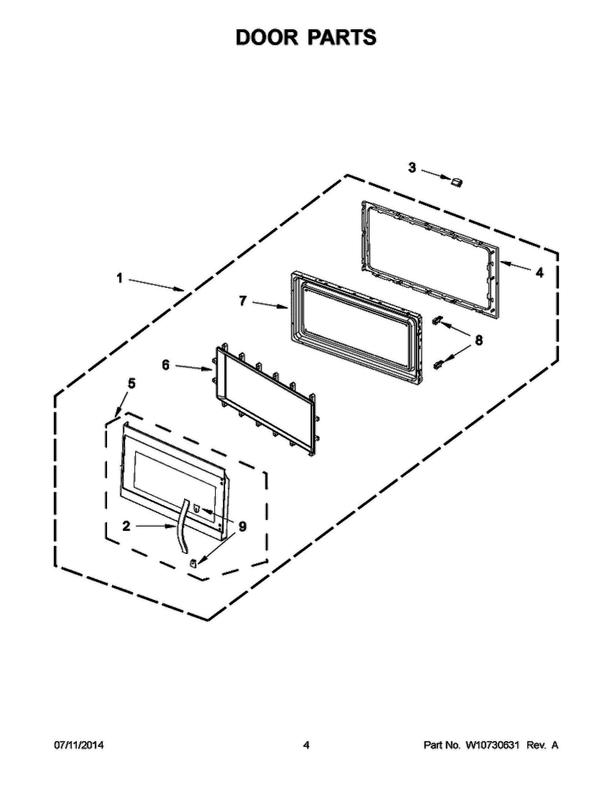 03 - DOOR PARTS Diagram and Parts List for YKMHS120ES0  Whirlpool Microwave