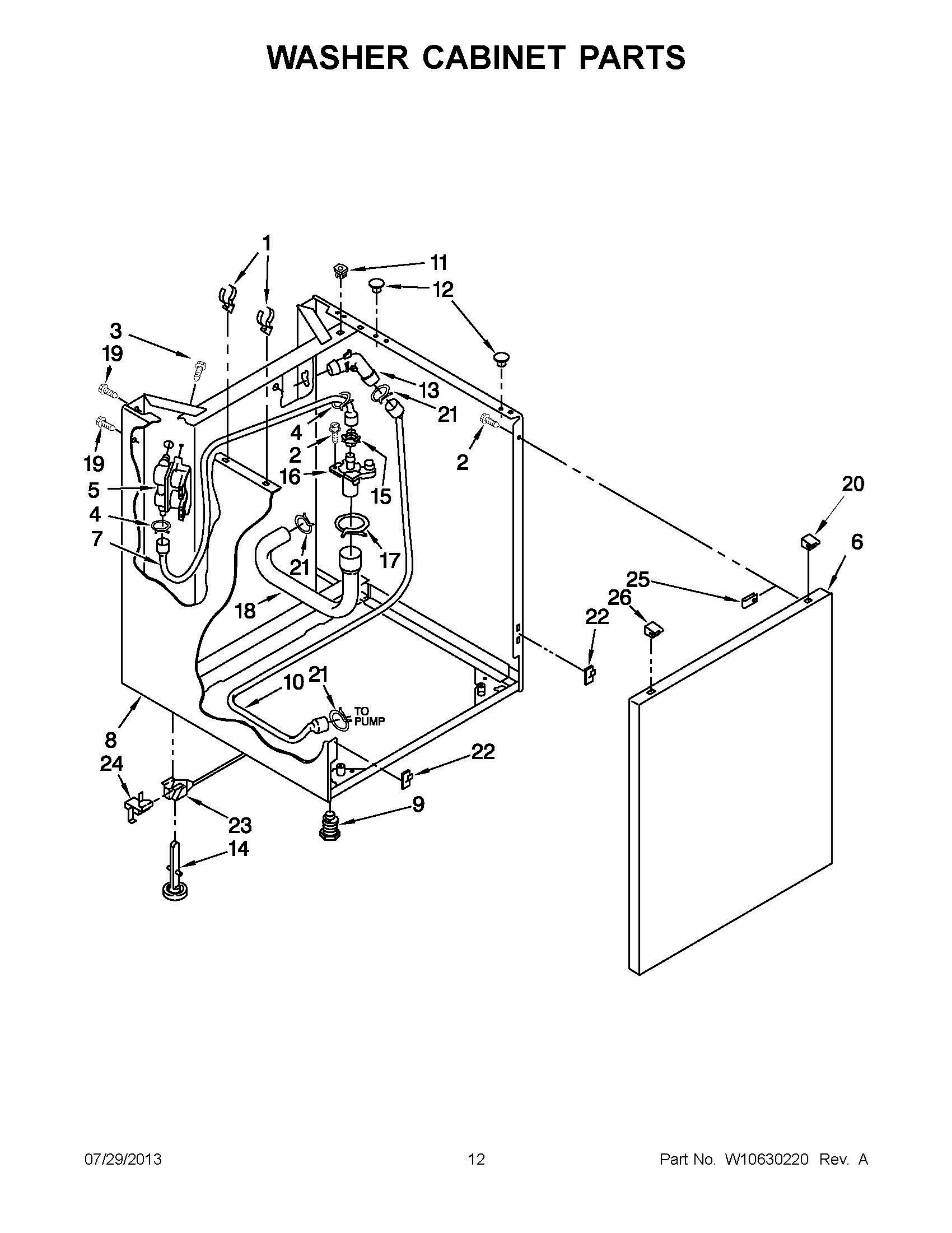 06 - WASHER CABINET PARTS Diagram and Parts List for YLTE5243DQB  Whirlpool Washer Dryer Combo