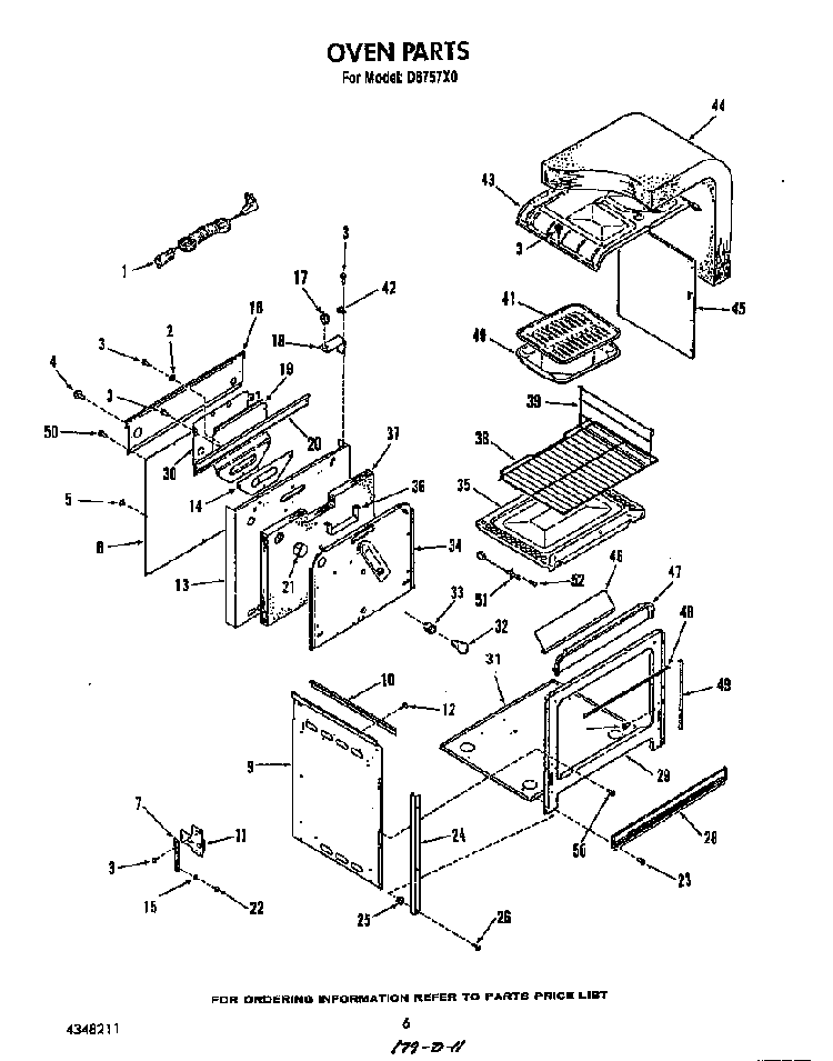 Oven Diagram and Parts List for D6757*0  Roper Range