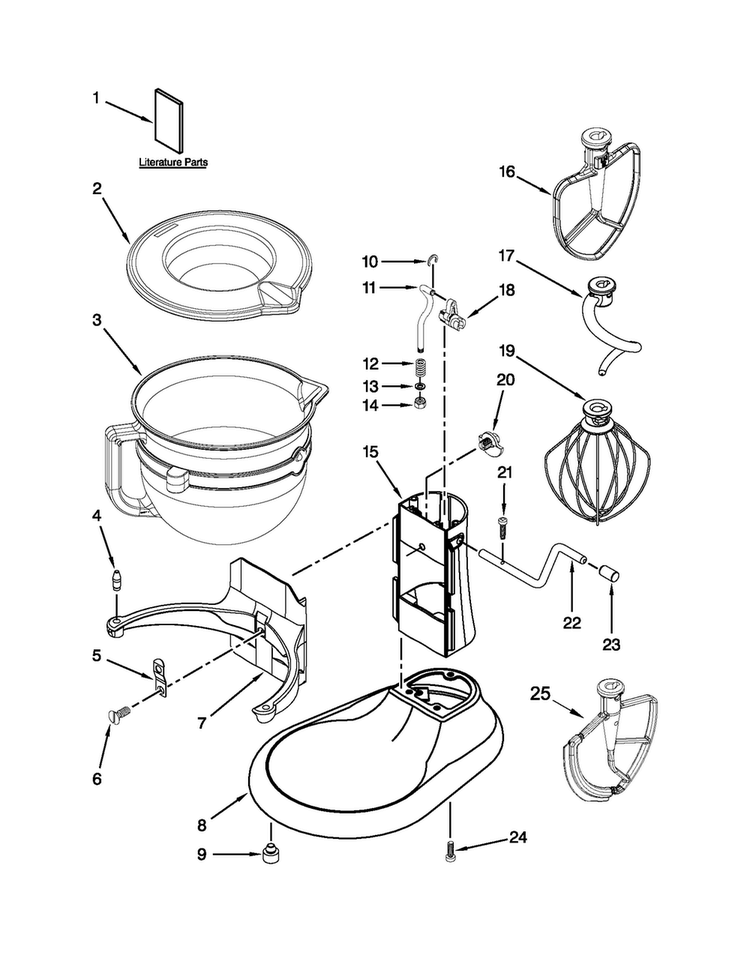 Base And Pedestal Unit Diagram and Parts List for KF26M2XAC5  KitchenAid Mixer