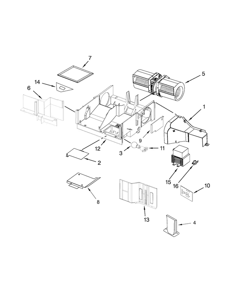 Air Flow Parts Diagram and Parts List for WMH31017AB3  Whirlpool Microwave