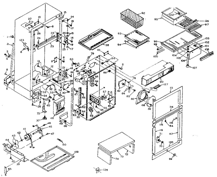 Cabinet Parts Diagram and Parts List for 106S16EL  Kenmore Refrigerator