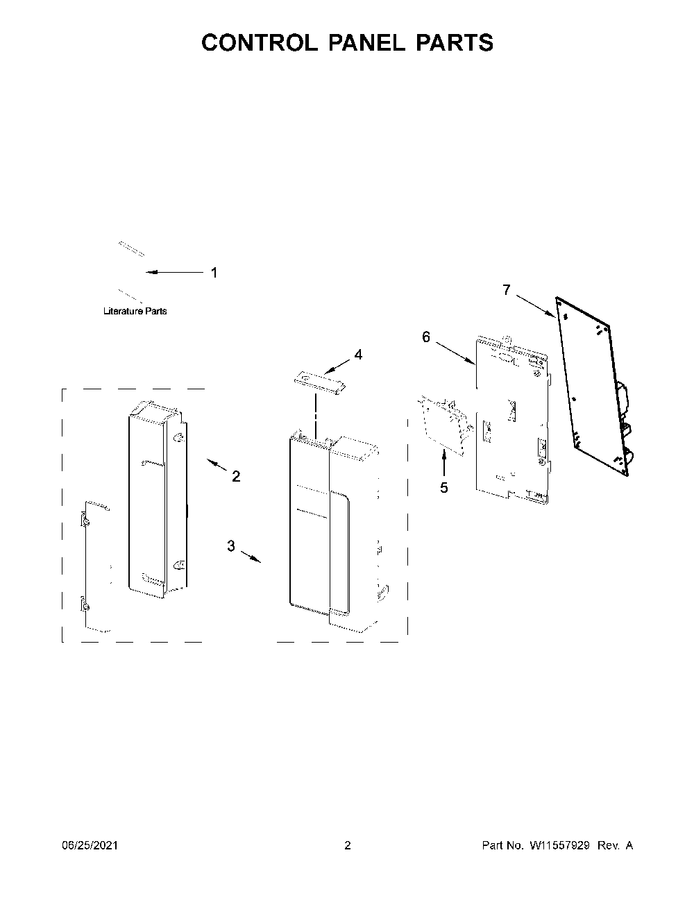 02 - Control Panel Parts Diagram and Parts List for WML75011HB10  Whirlpool Microwave
