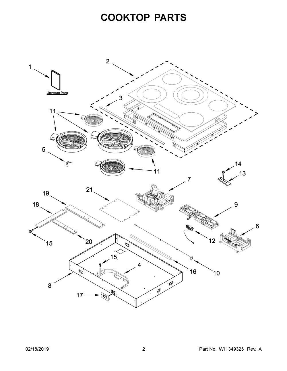 Cooktop Parts Diagram and Parts List for KCES956HBL01  Whirlpool Cooktop