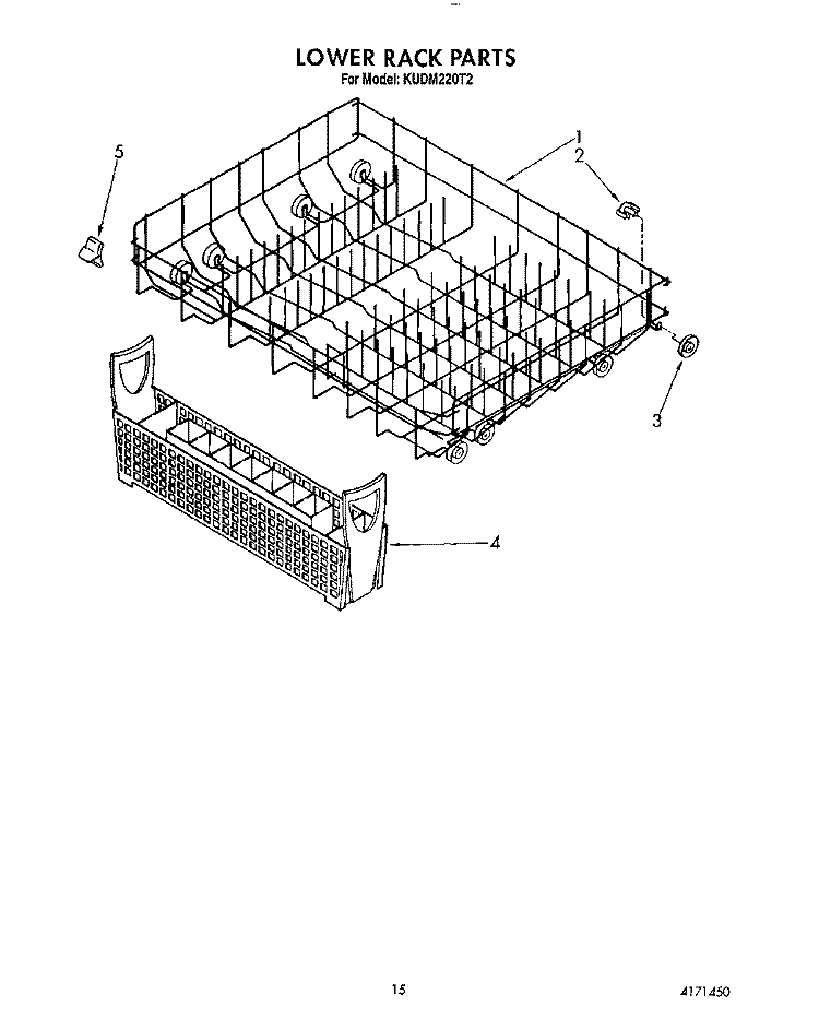LOWER RACK Diagram and Parts List for KUDM220T2  KitchenAid Dishwasher