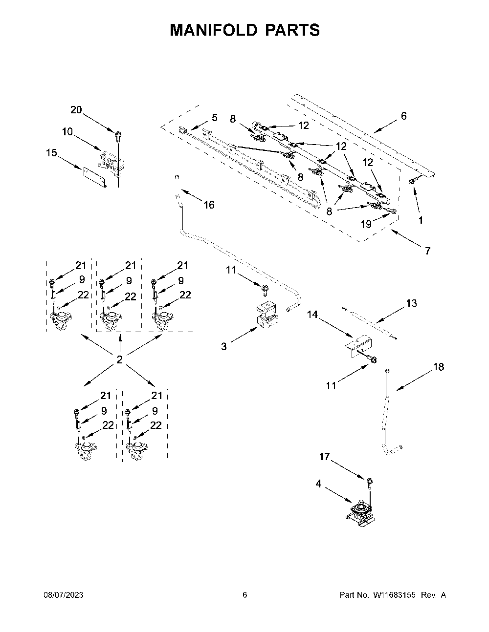 Manifold Parts Diagram and Parts List for KFDD500ESS11  KitchenAid Range