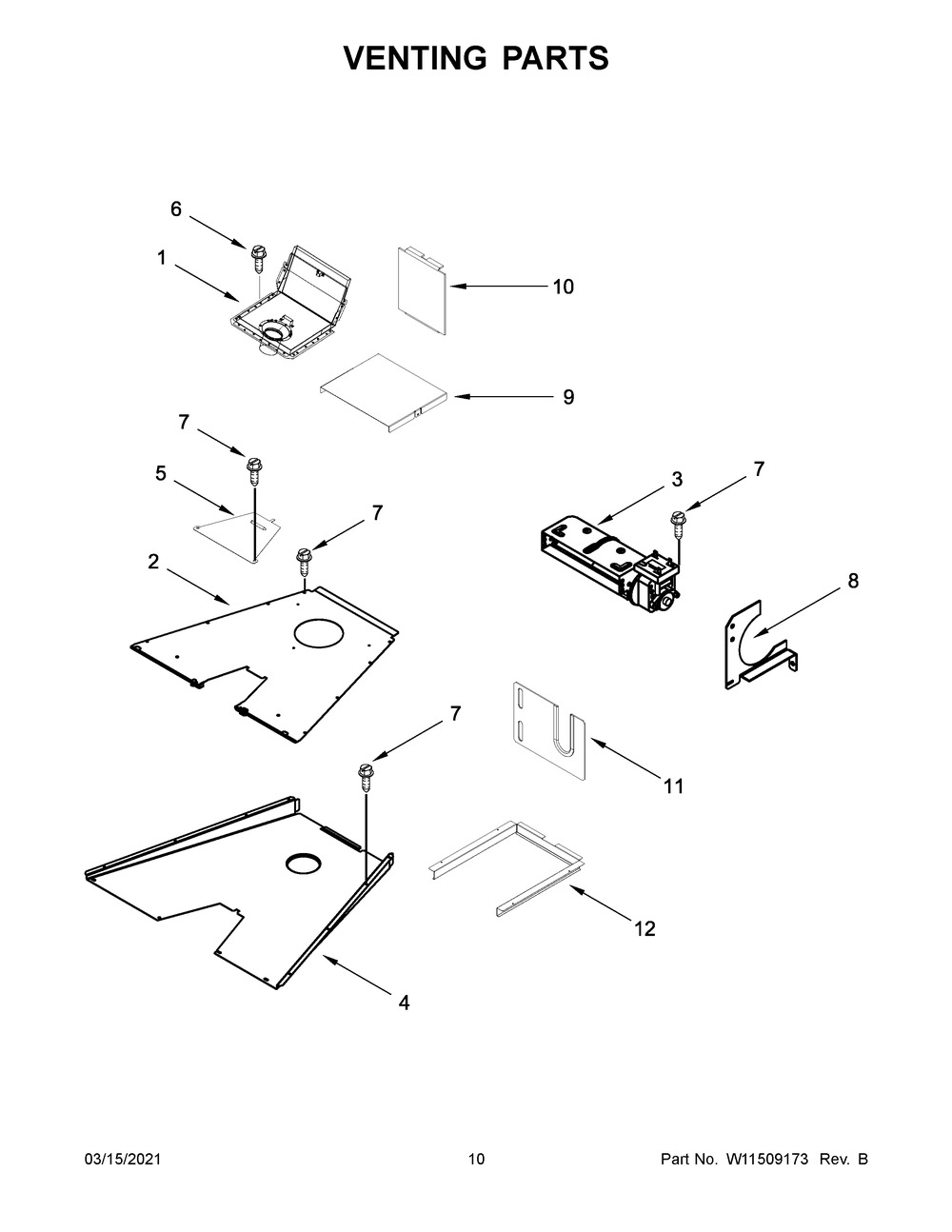 Venting Parts Diagram and Parts List for JGRP436HL01  Whirlpool Range