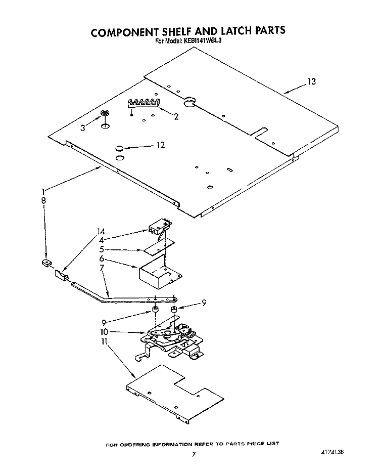 COMPONENT SHELF AND LATCH Diagram and Parts List for KEBI141WBL3  KitchenAid Wall Oven