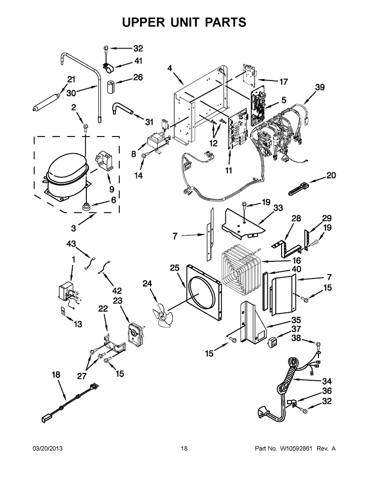 UPPER UNIT PARTS Diagram and Parts List for KBFC42FTS07  KitchenAid Refrigerator