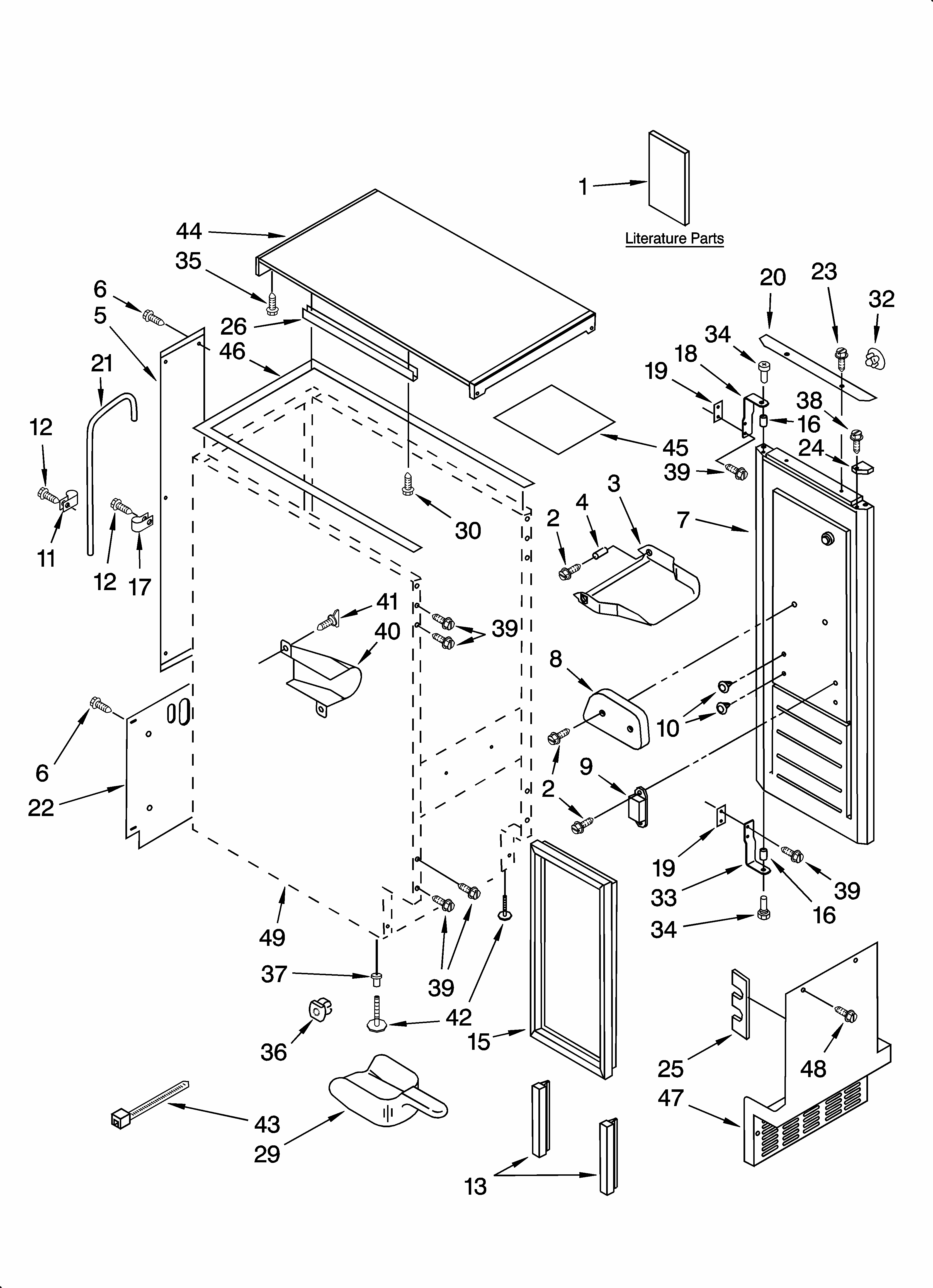 Cabinet Liner And Door Parts Diagram and Parts List for 10689589700  Kenmore Ice Maker