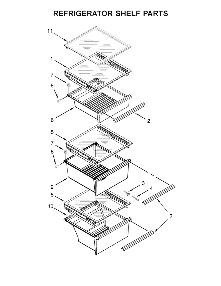 Refrigerator Shelf Parts Diagram and Parts List for 10651789410  Kenmore Refrigerator