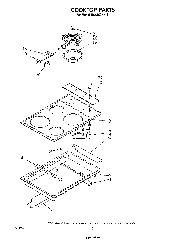 COOK TOP Diagram and Parts List for RS675PXK0  Whirlpool Range