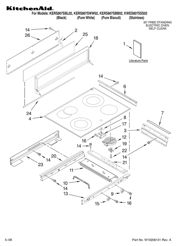 Cooktop Parts Diagram and Parts List for KERS807SSS02  KitchenAid Range