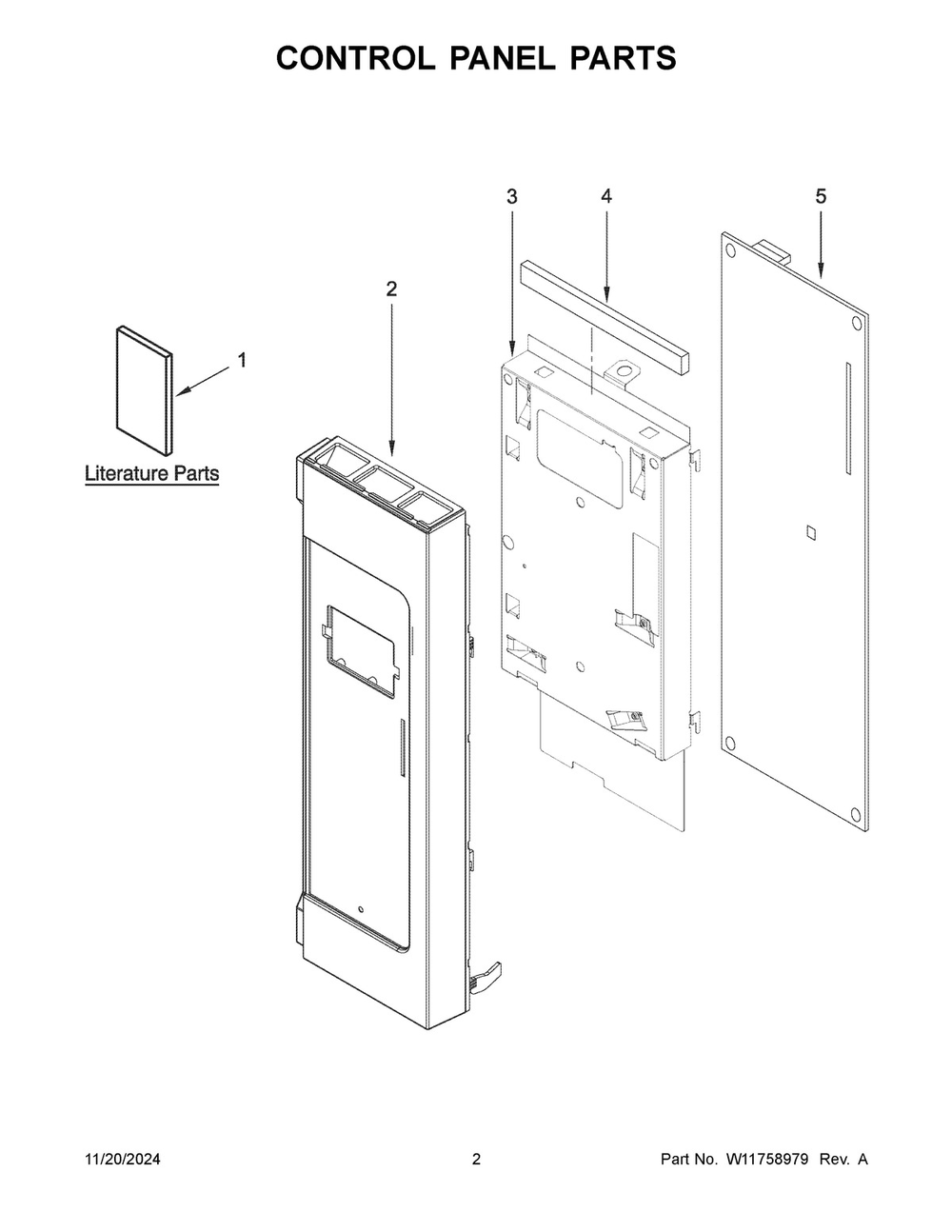 02 - Control Panel Parts Diagram and Parts List for YWMH31017HB10  Whirlpool Microwave