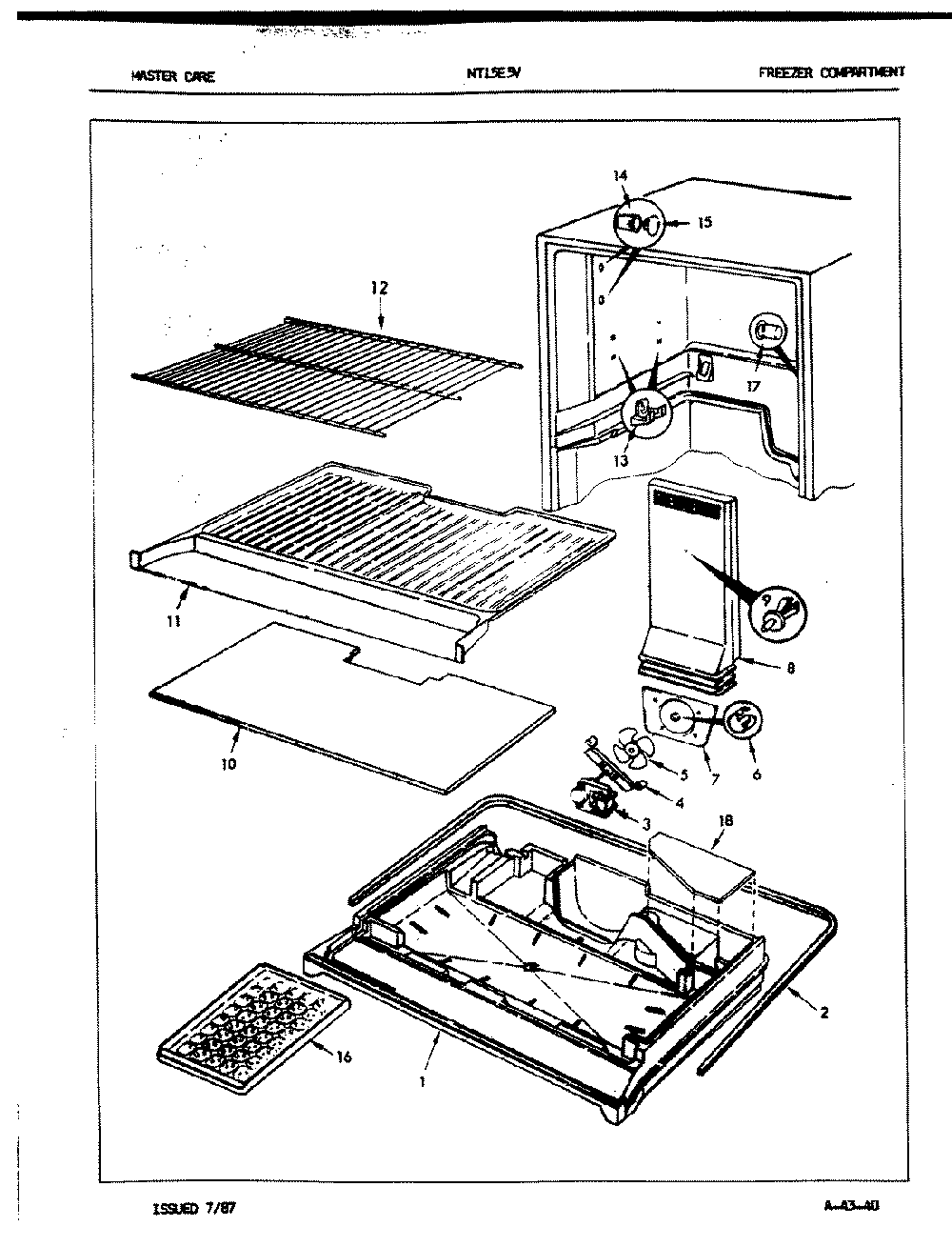 02 - Freezer Compartment Diagram and Parts List for NT15E5V  Whirlpool Refrigerator