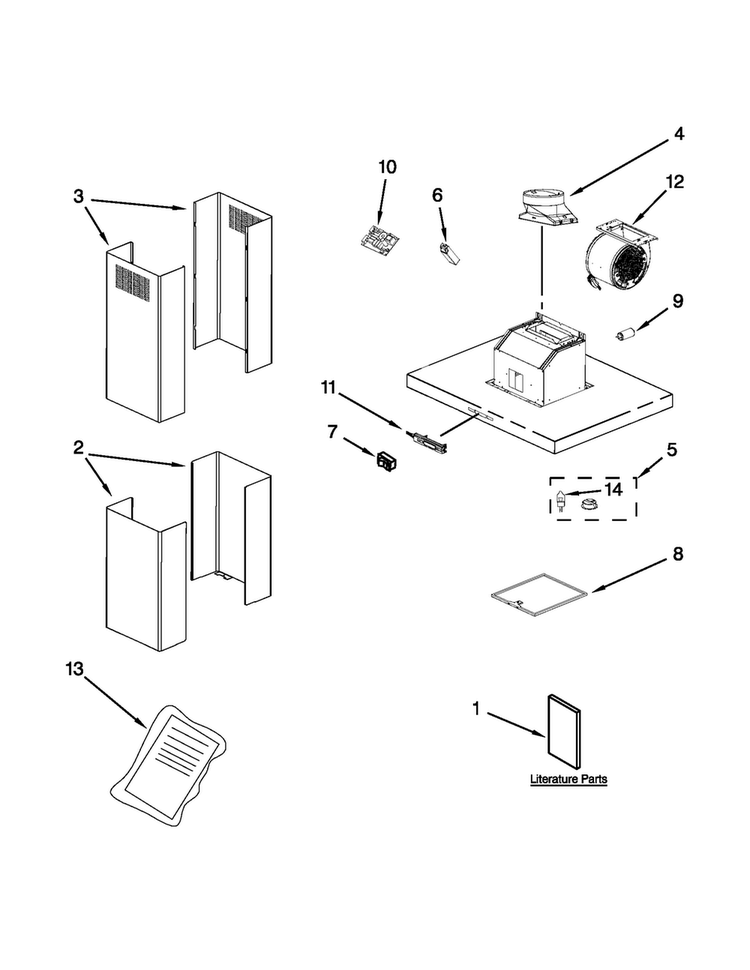 Hood Parts Diagram and Parts List for KXW4430YSS2  KitchenAid Range Hood