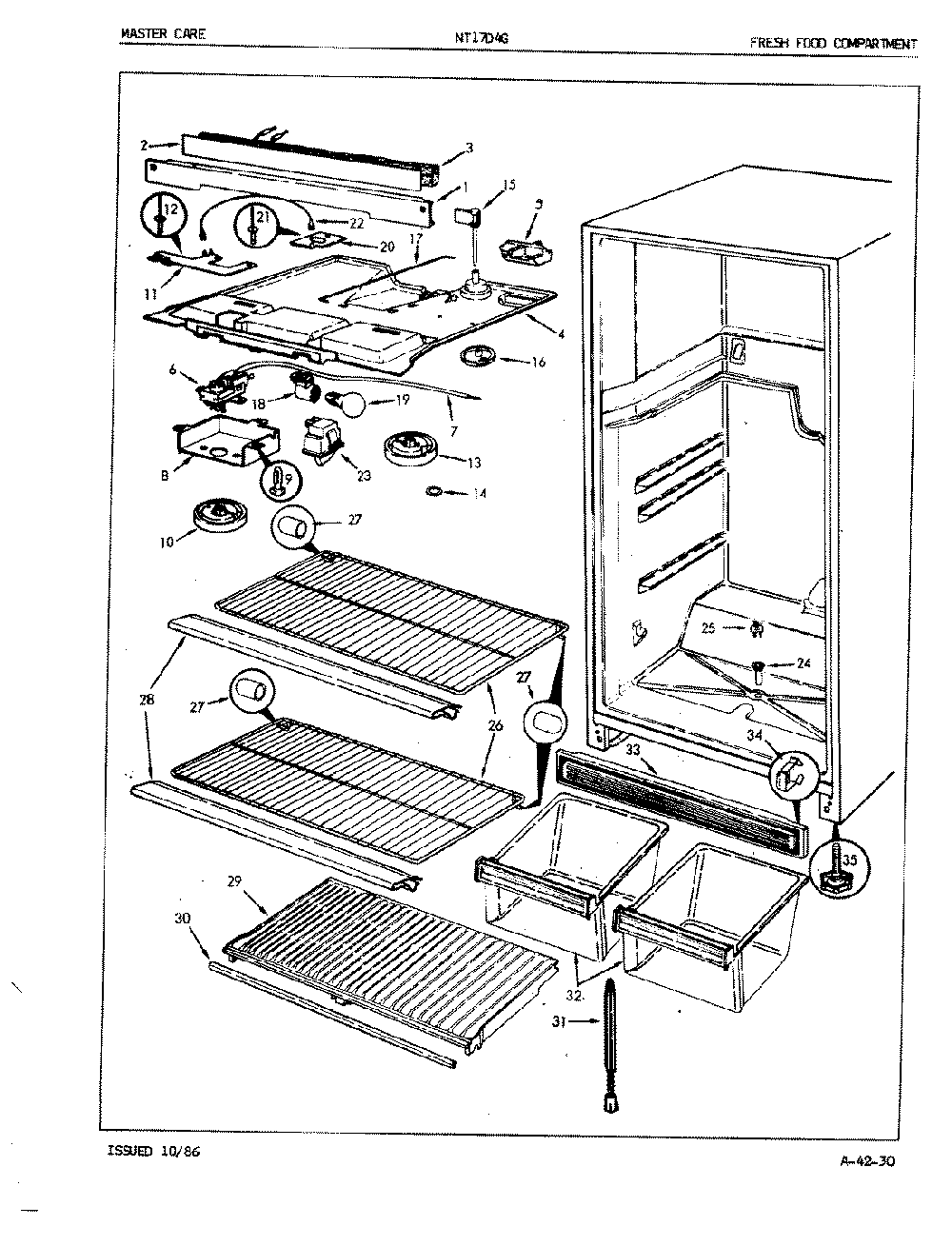 03 - Fresh Food Compartment Diagram and Parts List for NT17D4GA  Whirlpool Refrigerator