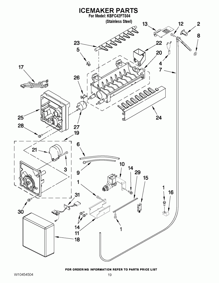ICEMAKER PARTS Diagram and Parts List for KBFC42FTS04  KitchenAid Refrigerator
