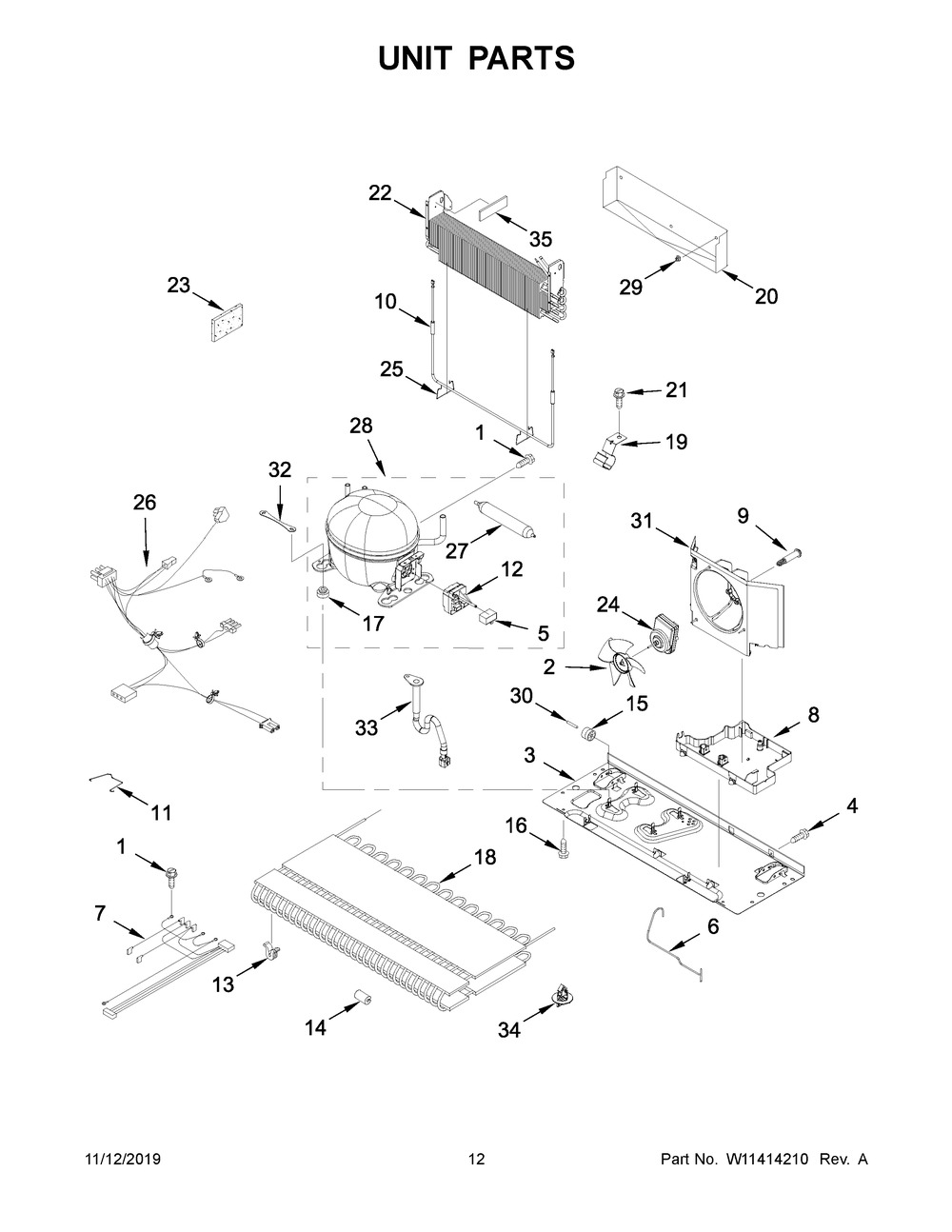 Unit Parts Diagram and Parts List for WRFA35SWHN02  Whirlpool Refrigerator
