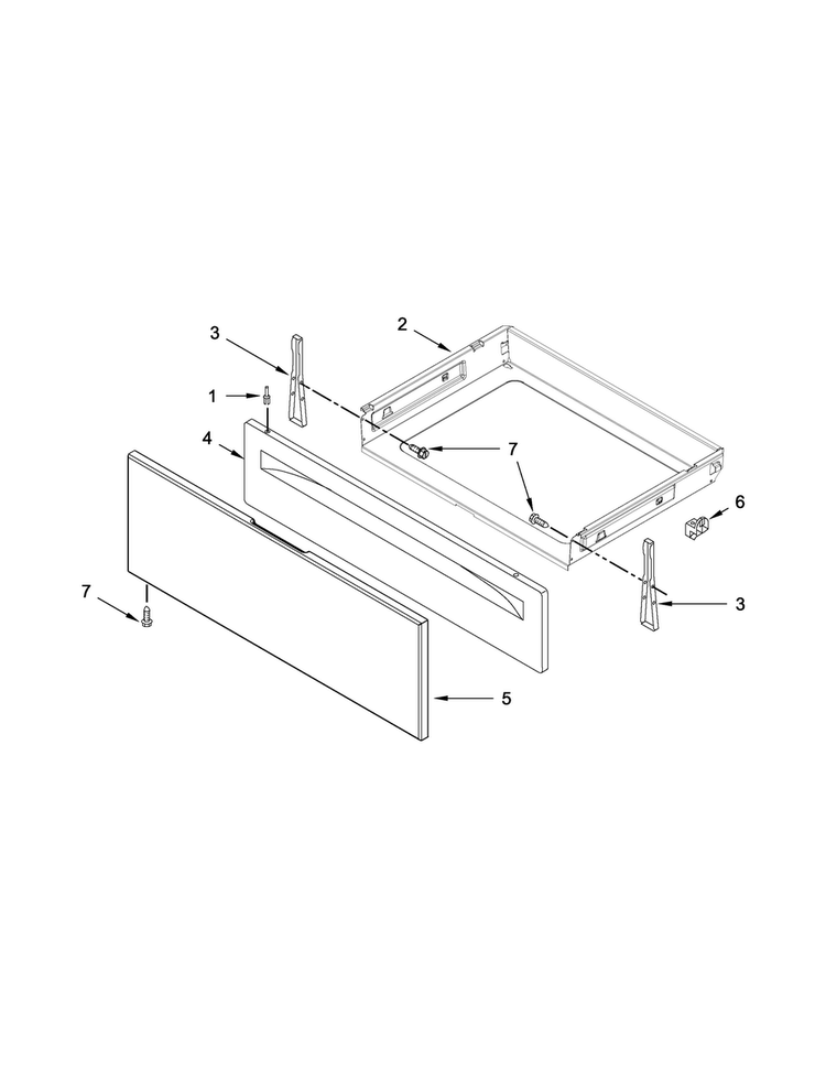 Drawer Parts Diagram and Parts List for WFC340S0EB0  Whirlpool Range