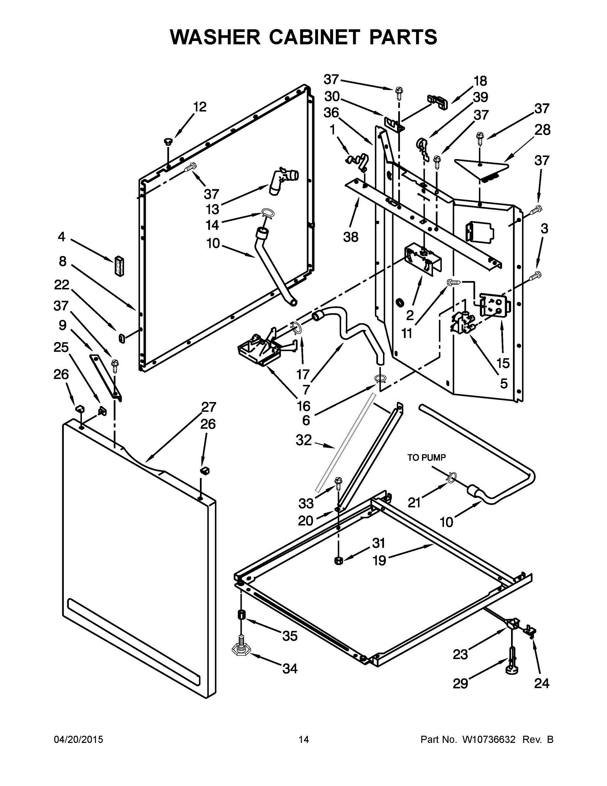 08 - WASHER CABINET PARTS Diagram and Parts List for YWET3300XQ2  Whirlpool Washer Dryer Combo