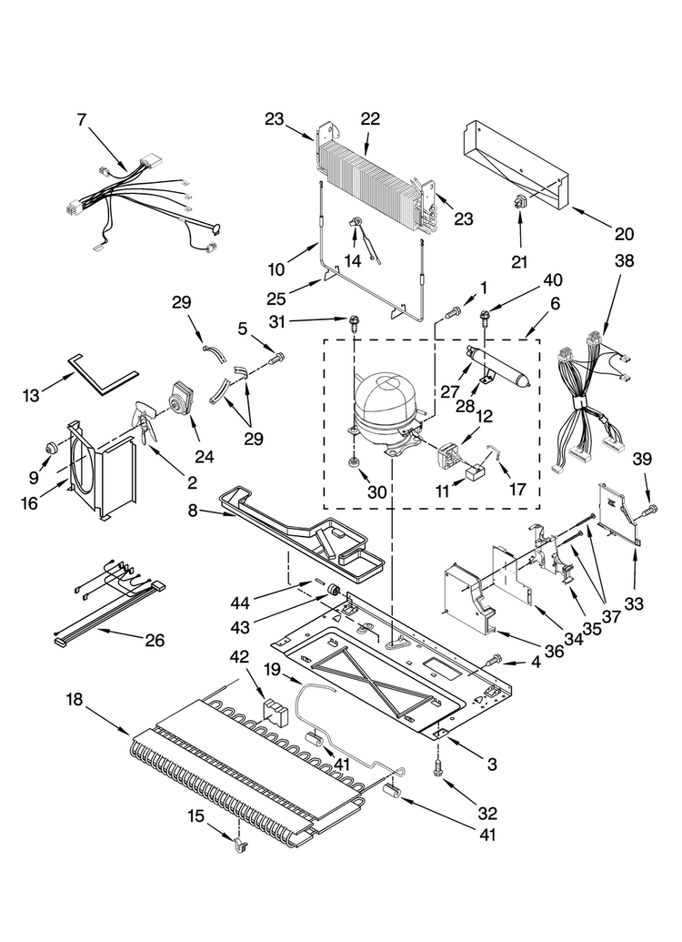Unit Parts Diagram and Parts List for KBFS25ETBL11  KitchenAid Refrigerator