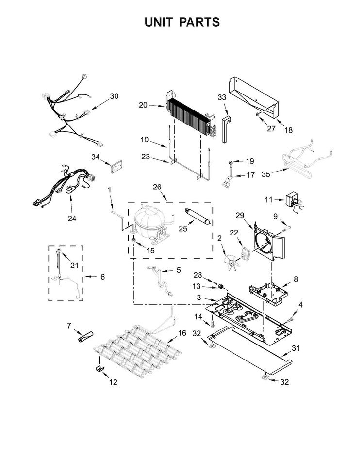 Unit Parts Diagram and Parts List for KFIV29PCMS03  KitchenAid Refrigerator
