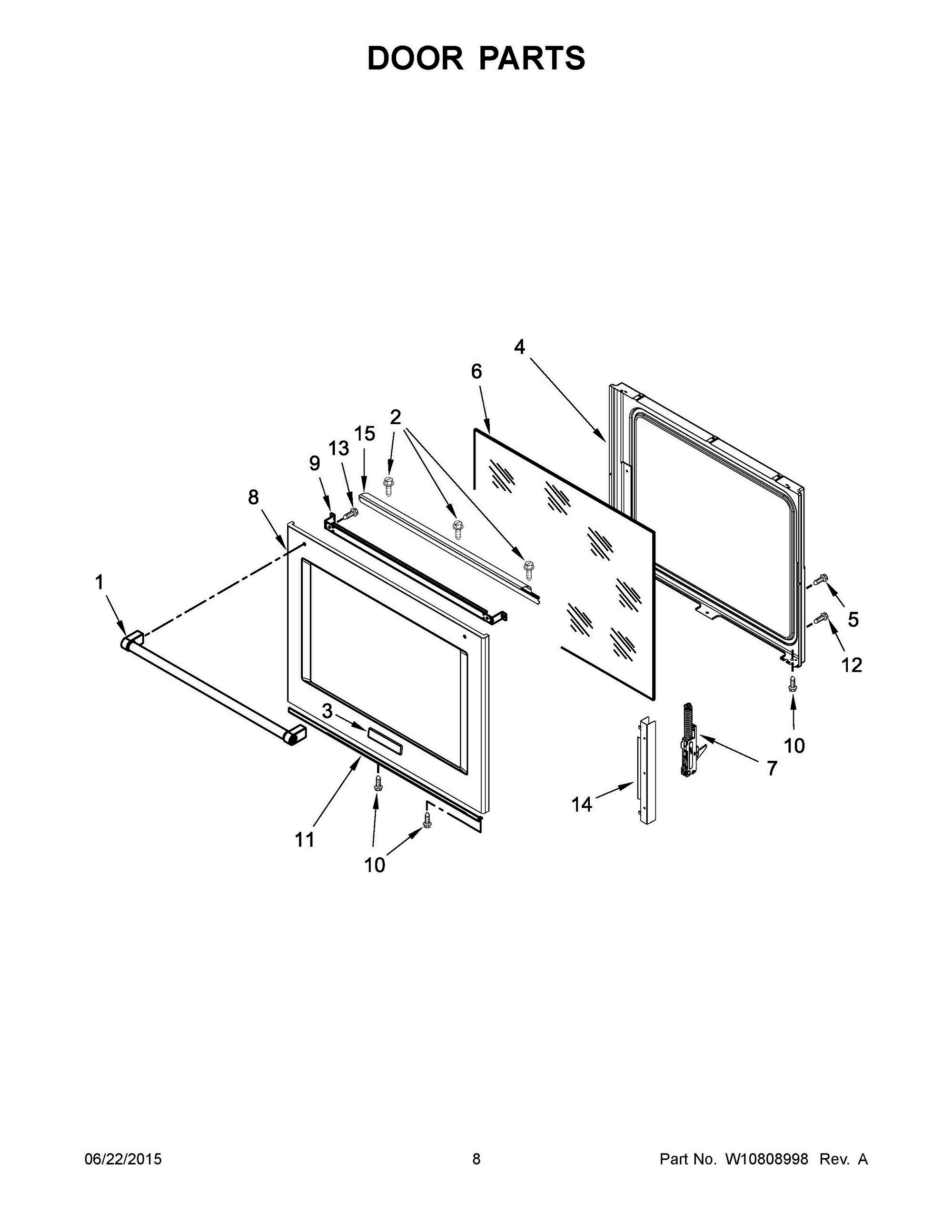 05 - DOOR PARTS Diagram and Parts List for YKSEG950ESS0  Whirlpool Range