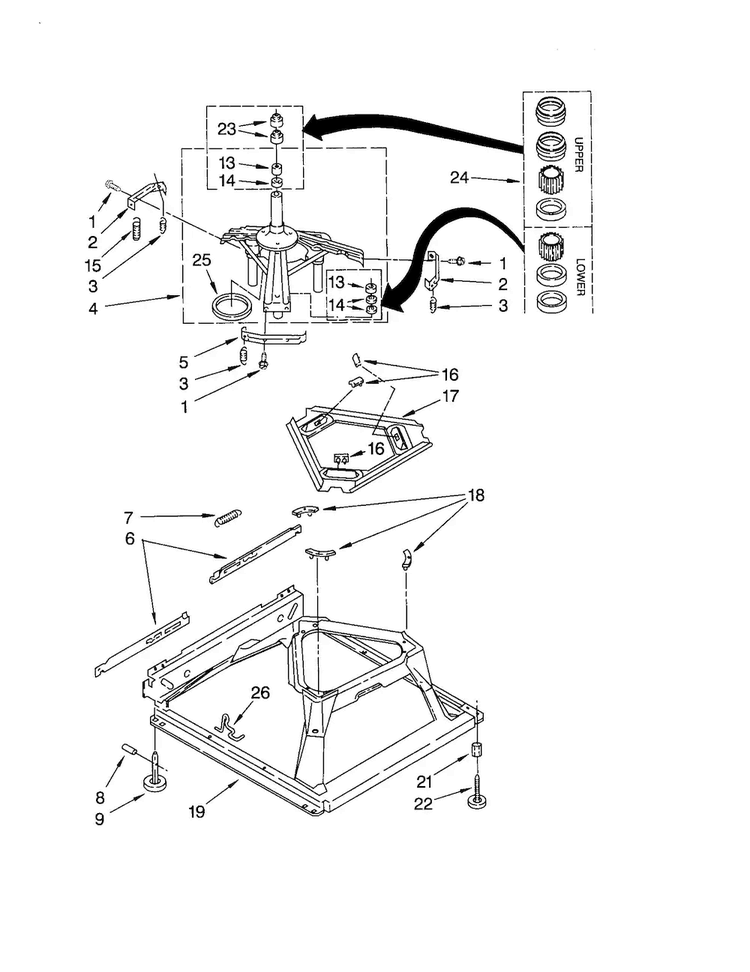 Machine Base Diagram and Parts List for LSR5132JQ1  Whirlpool Washer