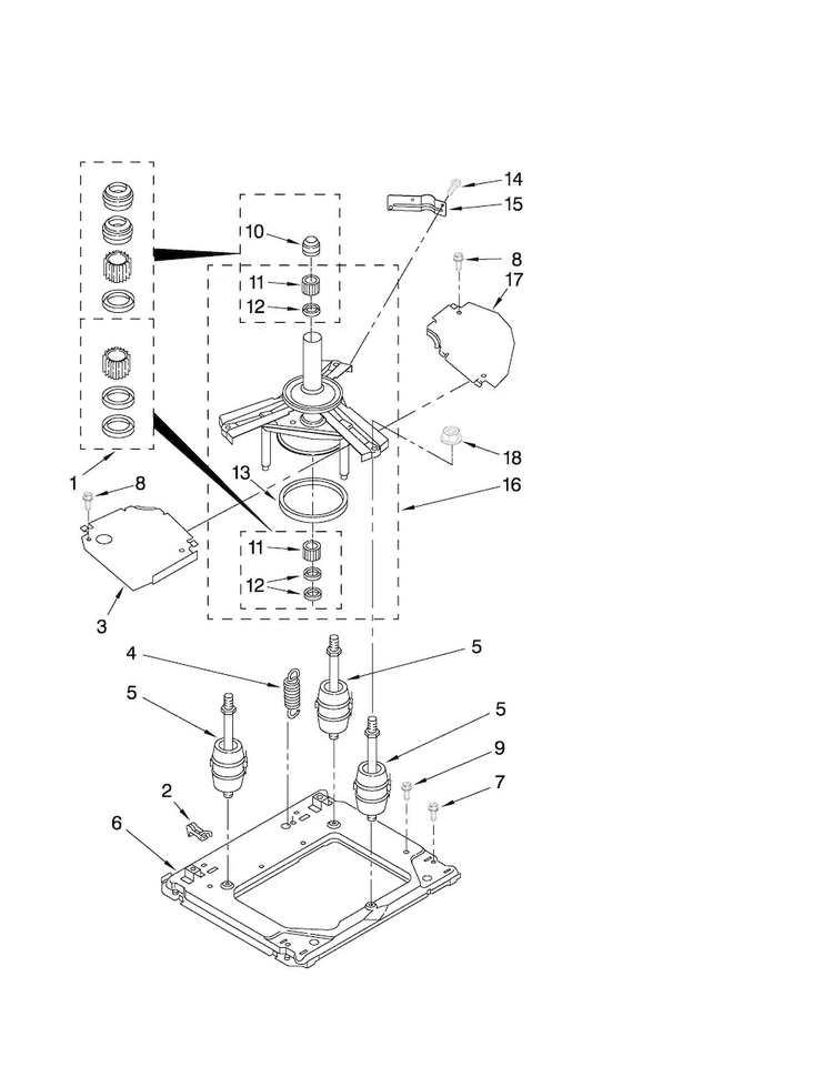 Machine Base Parts Diagram and Parts List for 11088752798  Kenmore Washer Dryer Combo