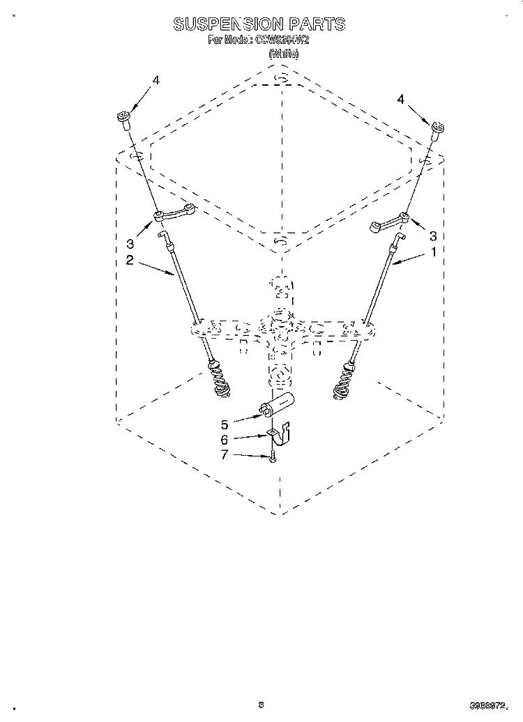 SUSPENSION Diagram and Parts List for CCW5264W2  Whirlpool Washer