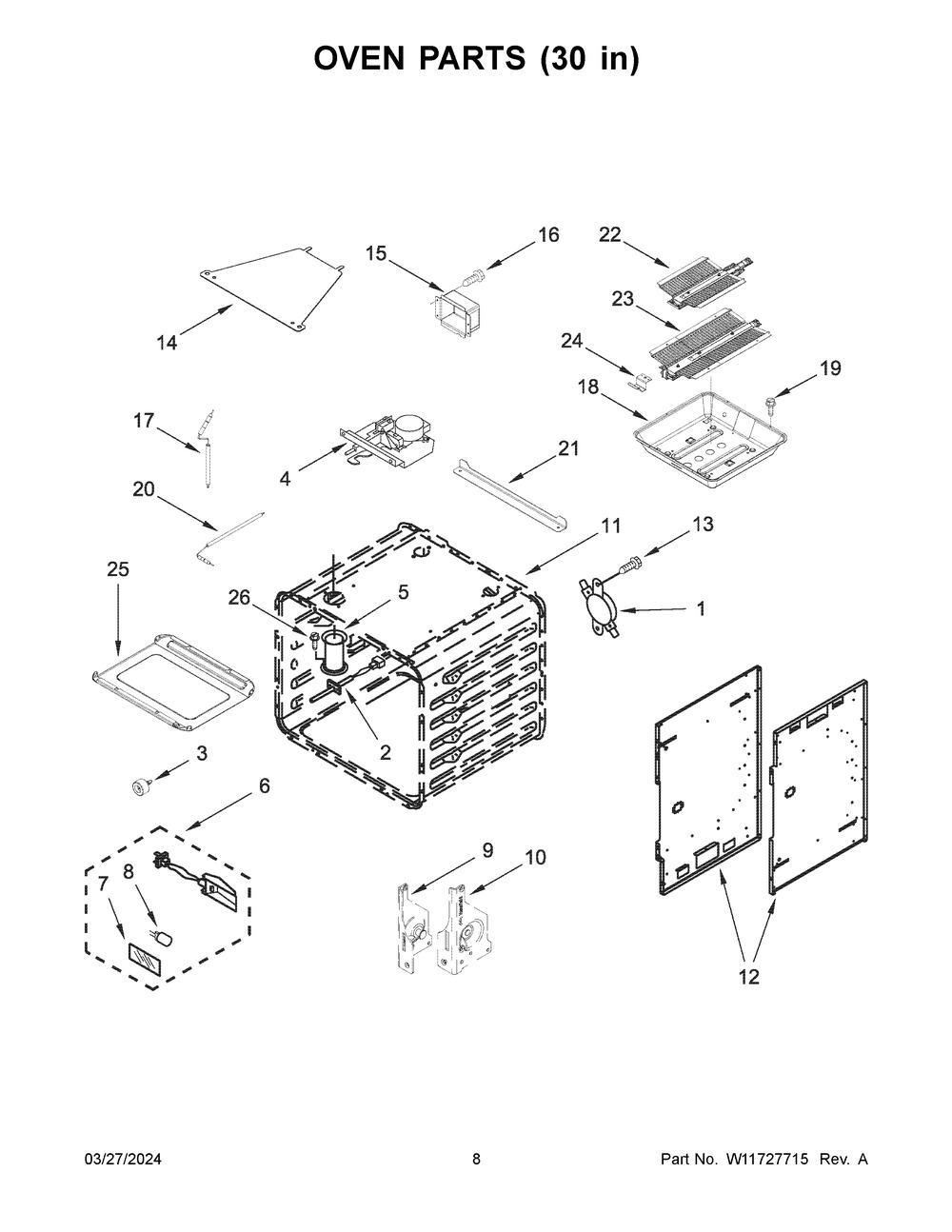 Oven Parts (30 In) Diagram and Parts List for KFGC558JSS07  KitchenAid Range