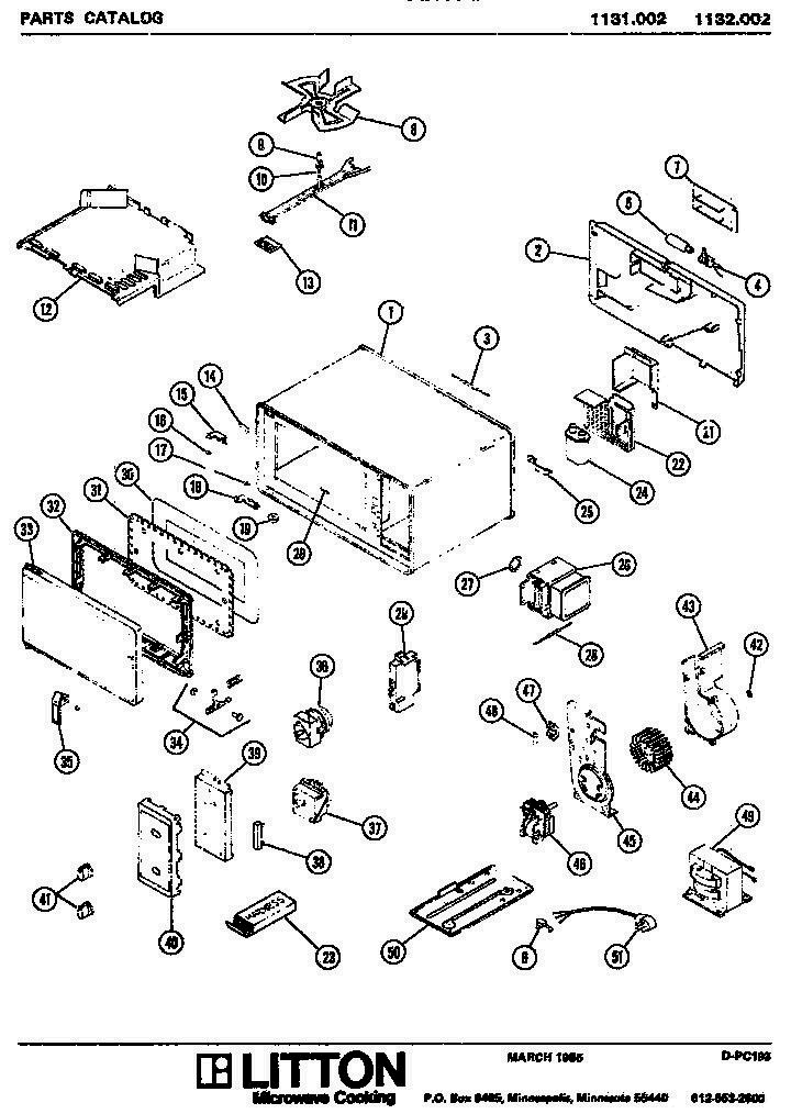 01 - Page 1 Diagram and Parts List for 1132002  Whirlpool Microwave